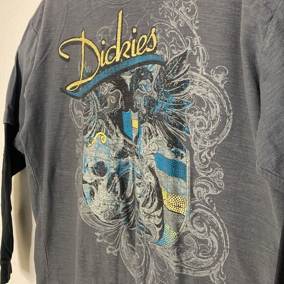 DICKIES Men’s Long Sleeves Black/ Gray T shirt Size L - Picture 2 of 4